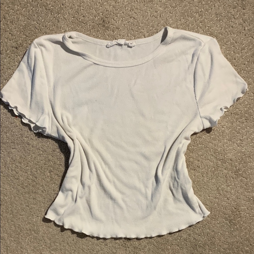 White Ribbed Women's Top